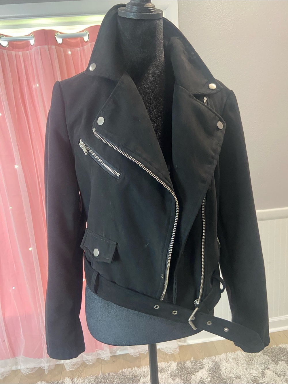 Forever 21 Black Moto Jacket with Silver Hardware